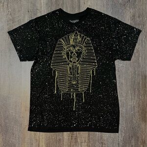 Egyptian Pharaoh Graphic T-Shirt Black Gold Design Sz L